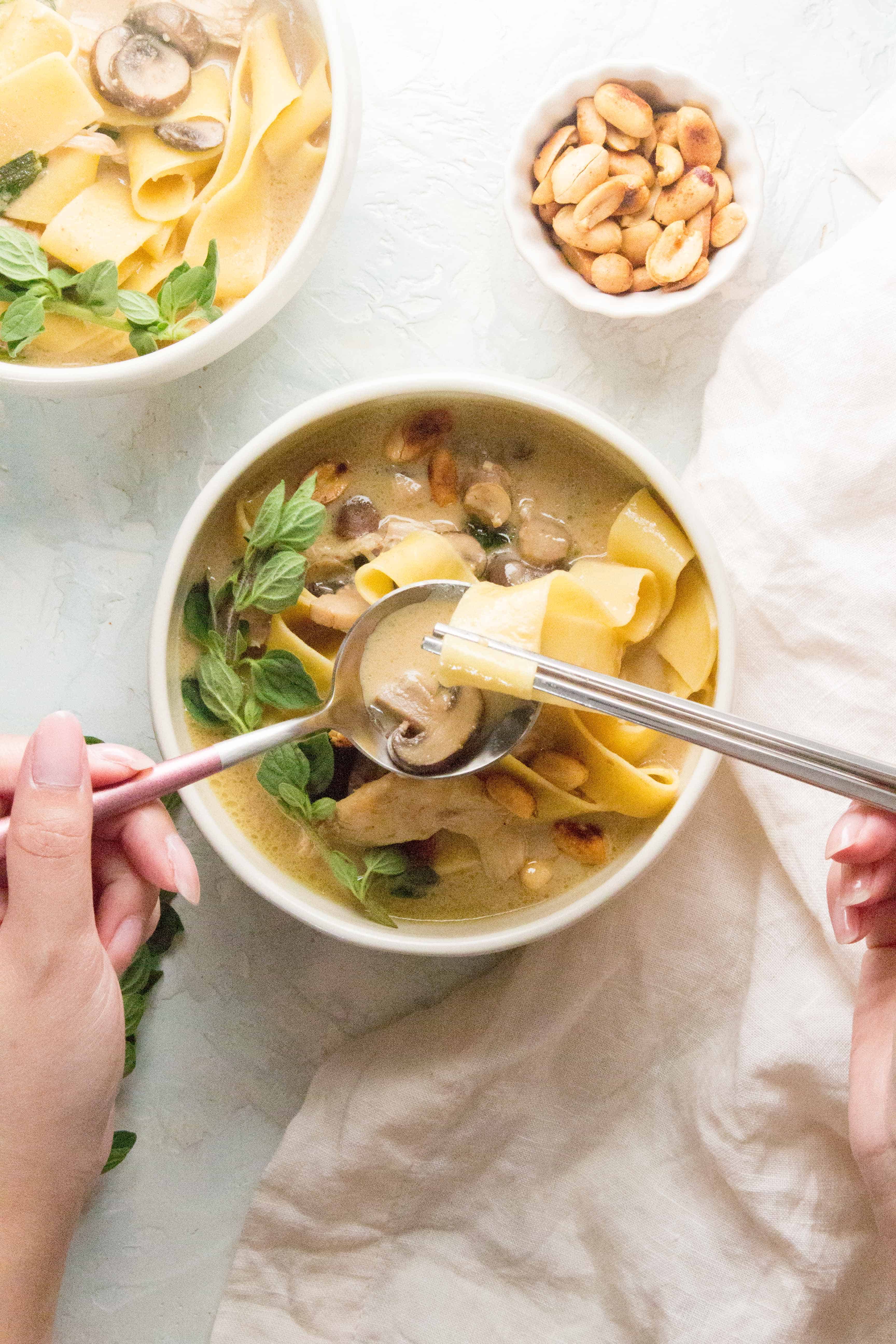This Instant Pot Thai Inspired Chicken Noodle Soup is the perfect bowl to soup to warm up to!