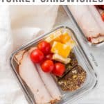 This Deconstructed Turkey Sandwich Bento Box is perfect as either a midday snack or as a meal! Deli Turkey Meal Prep | Leftover Turkey Lunch Idea