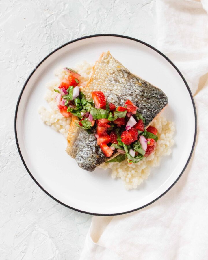 This Salmon with Strawberry Salsa is the perfect meal to whip up when in need of a last minute "fancy" looking dinner. Pack up leftovers for a cold lunch the next day.