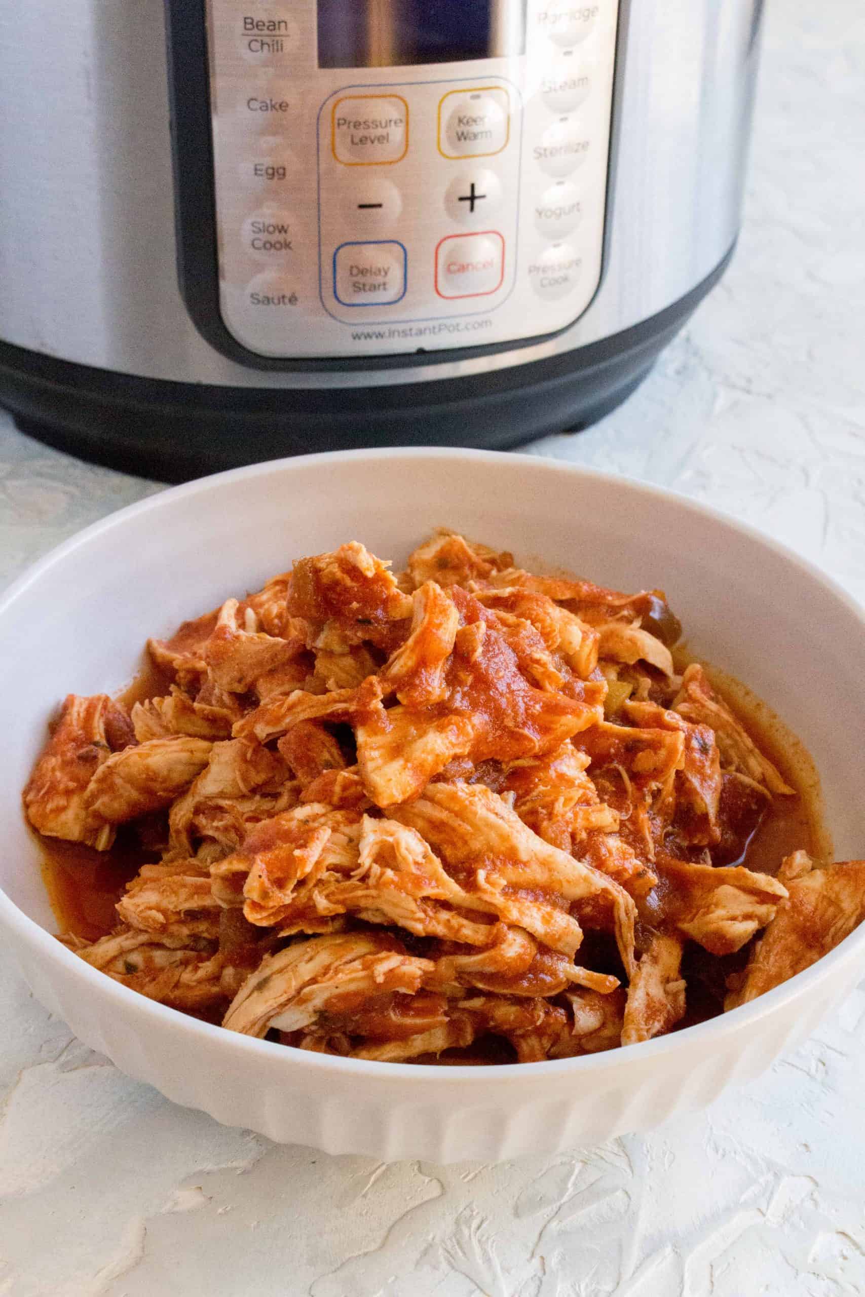 This is the easiest shredded chicken recipe! This Instant Pot Salsa Chicken only takes a few ingredients to make and can be used in anything from your next taco night, burrito, or meal prep.