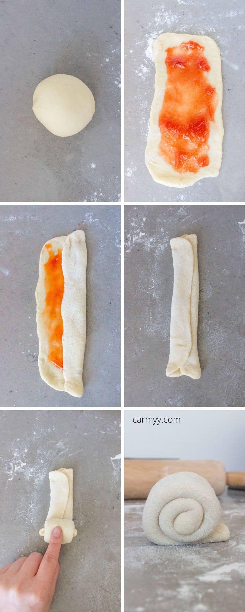 rolling the strawberry japanese milk bread