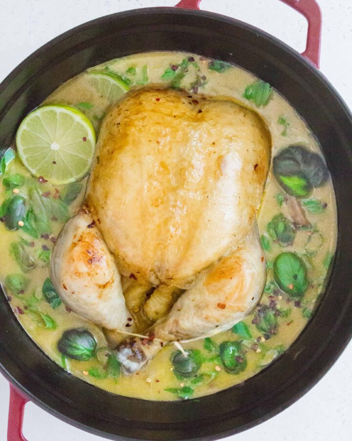 Creamy, spicy, and packed with flavour, you're going to want to give this melt-in-your-mouth Whole Thai Curry Chicken with Coconut Milk a try!