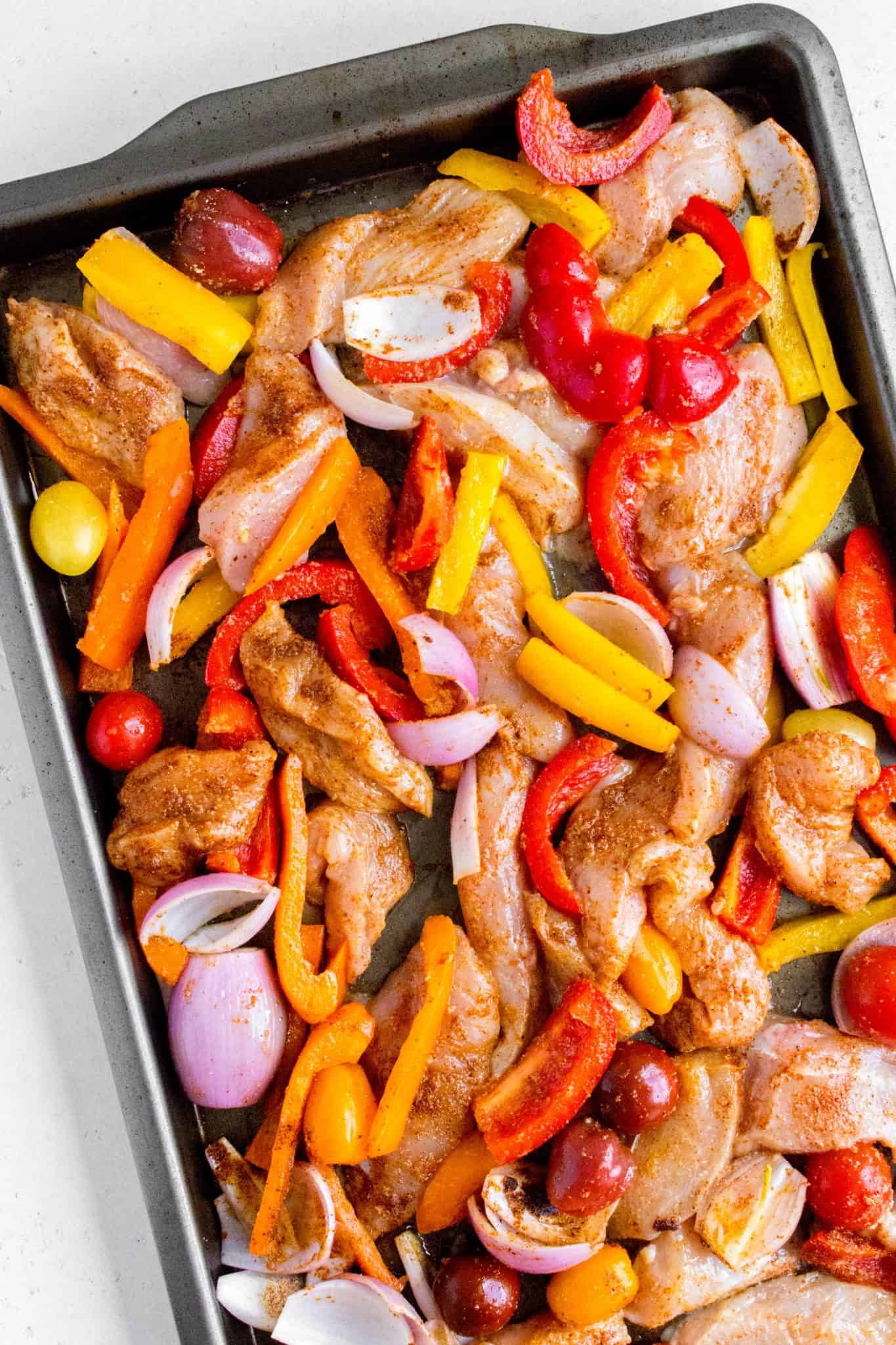 Sheet Pan Chili Lime Chicken Fajitas Quick Dinner or Meal Prep