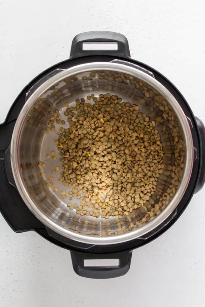 dried green lentils inside of the instant pot
