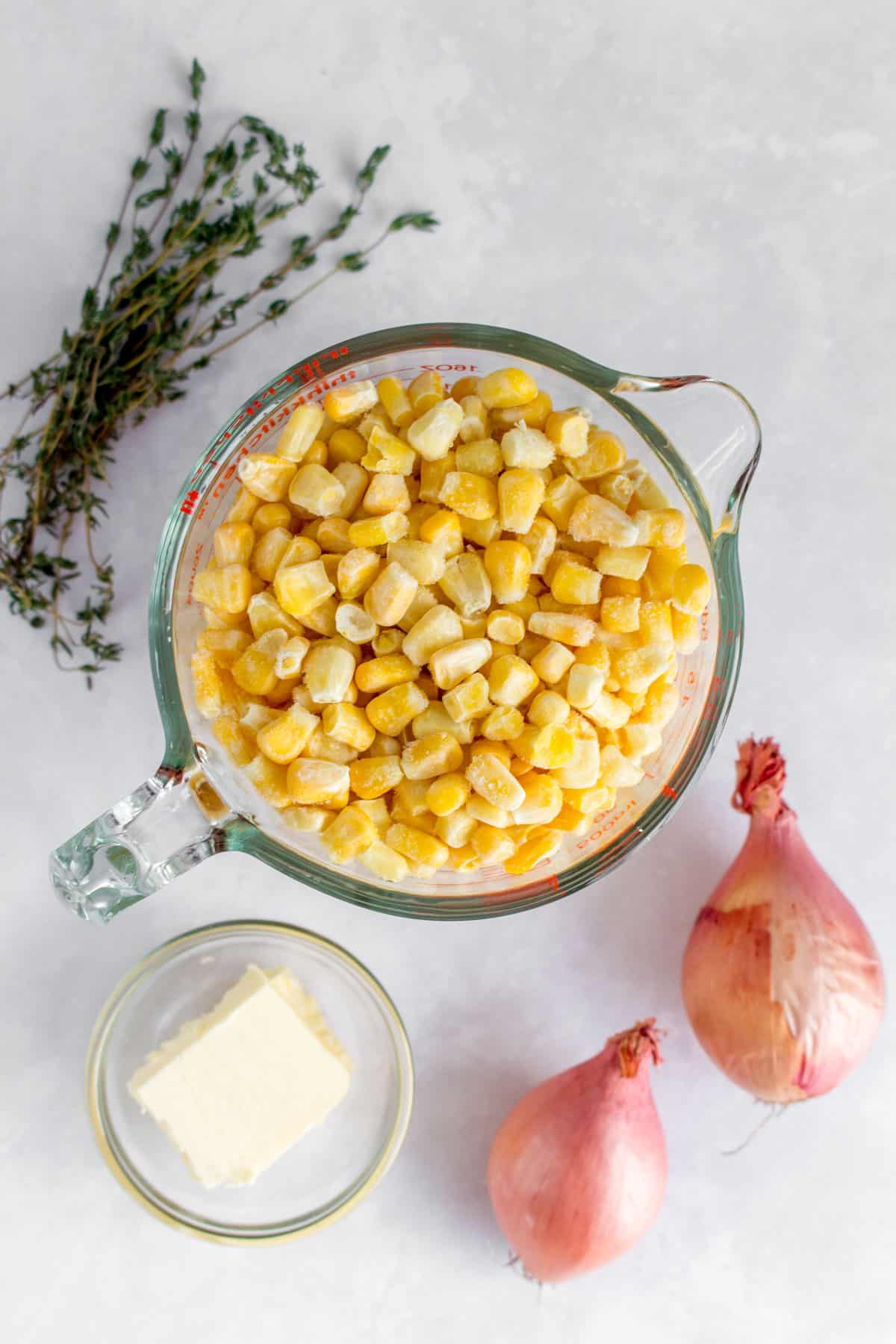 Ingredients for caramelized corn.