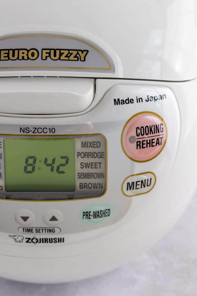 Close up of zojirushi buttons.