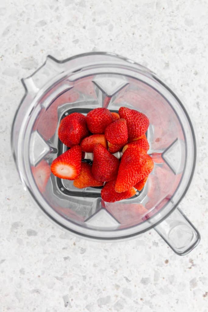 Strawberries in the blender.
