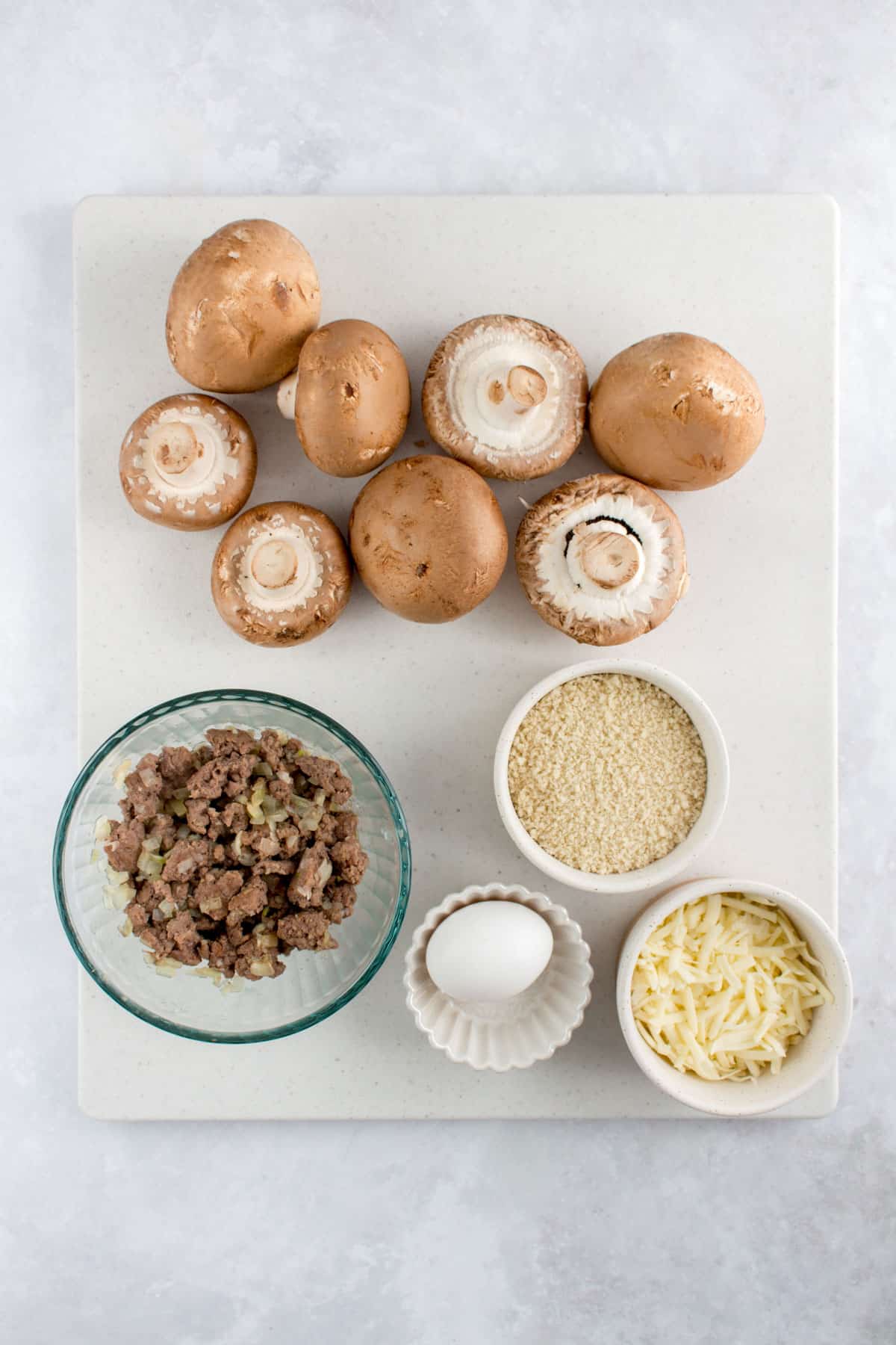 Ingredients to make stuffed mushrooms.