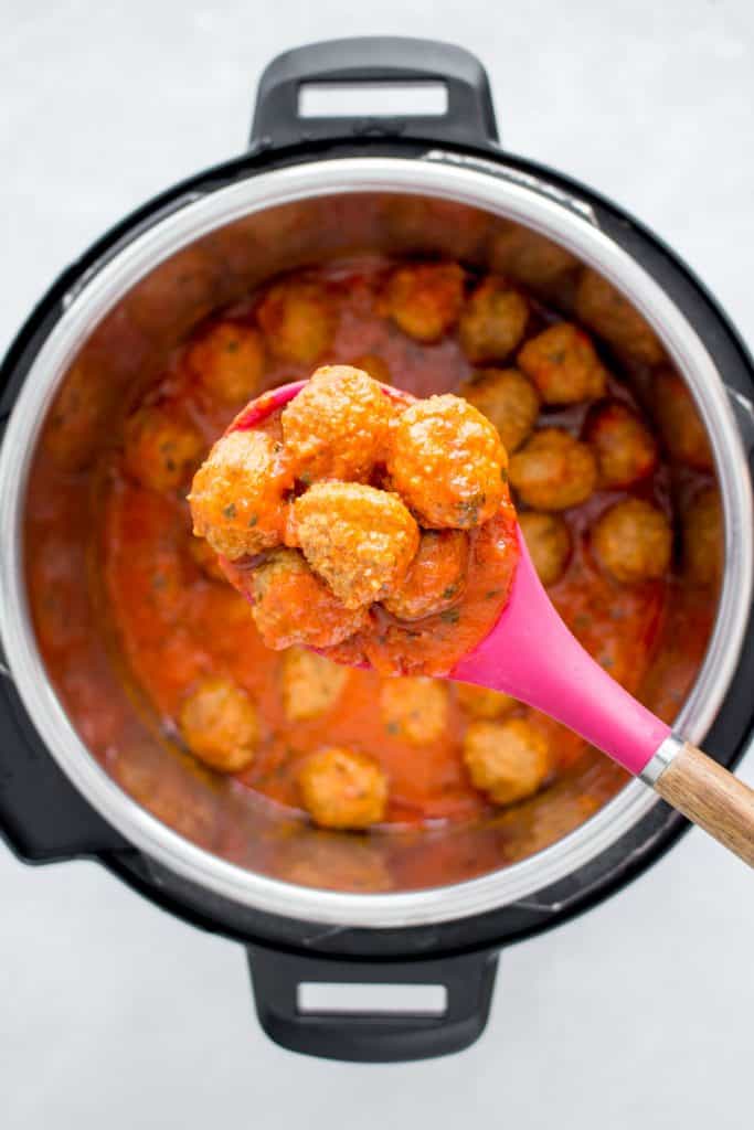 Cooked meatballs from frozen in an Instant Pot.