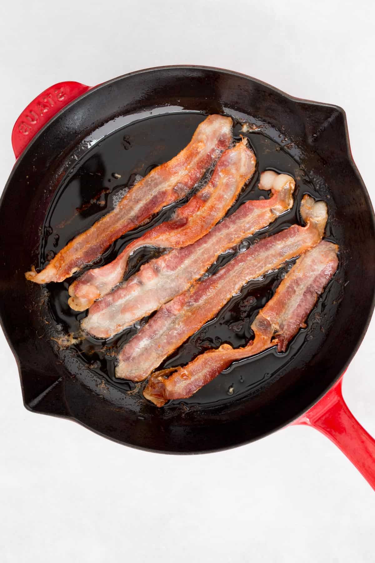 Bacon in a staub frying pan.