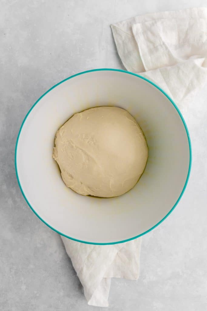 Milk bread in a bowl, before the rise.