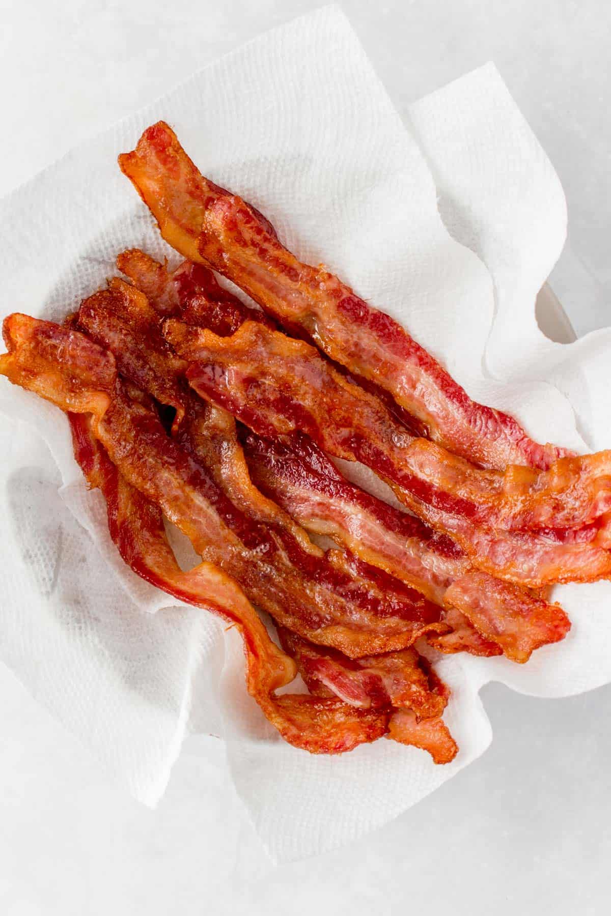 Bacon on paper towels.