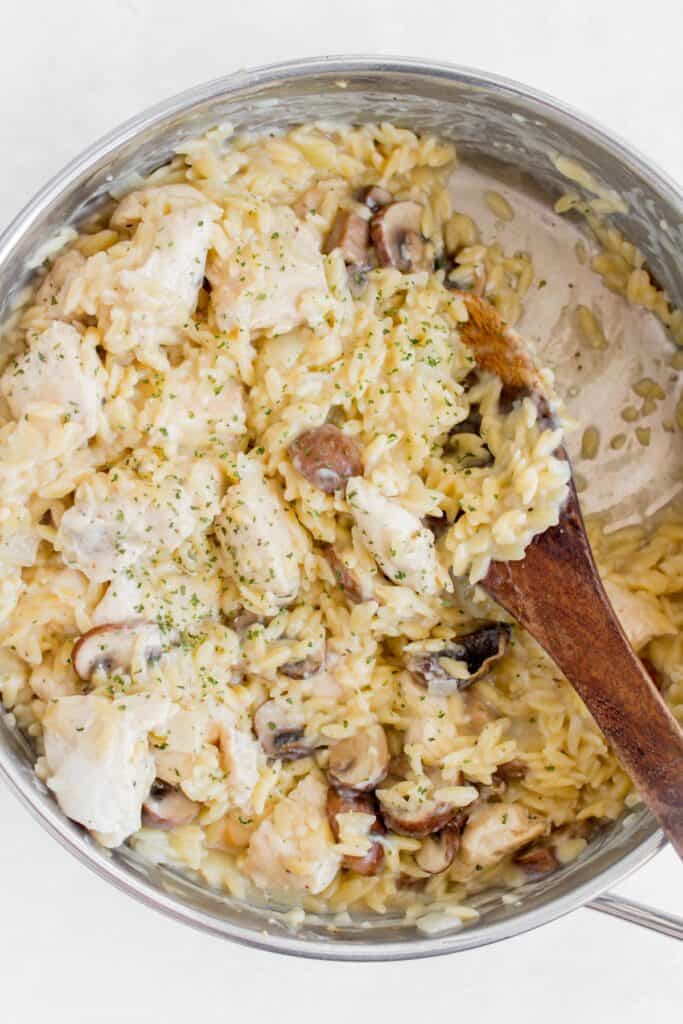 One pot chicken and parmesan orzo.
