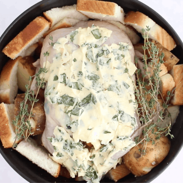 Garlic Herb Butter Roasted Chicken in a Dutch Oven (Dutch Oven Chicken)