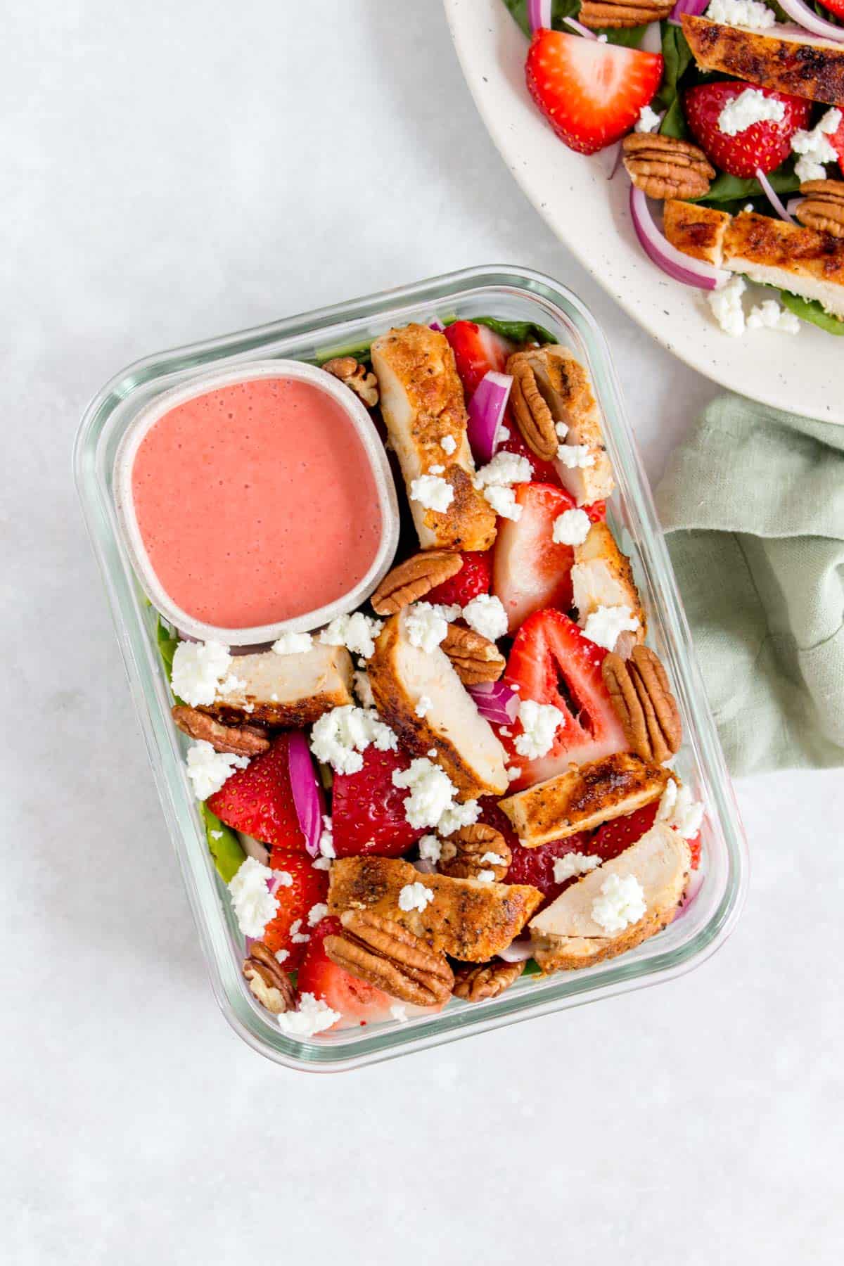 Strawberry spinach salad meal prep.