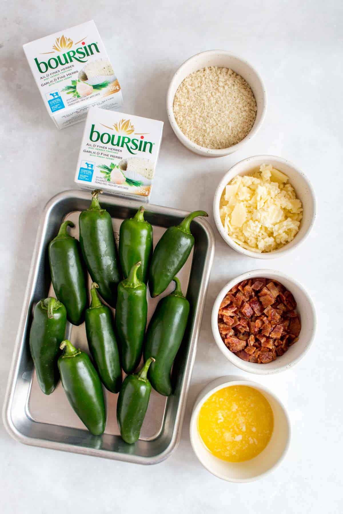 Ingredients needed to make jalapeno poppers.