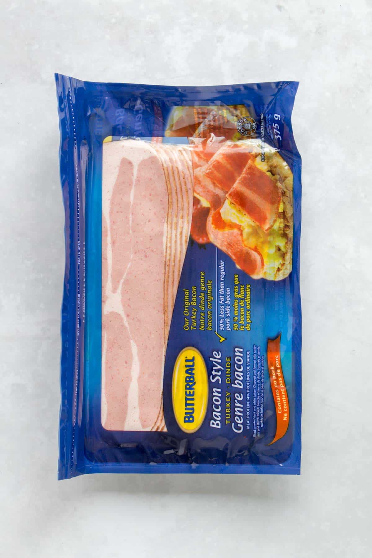 A package of turkey bacon.