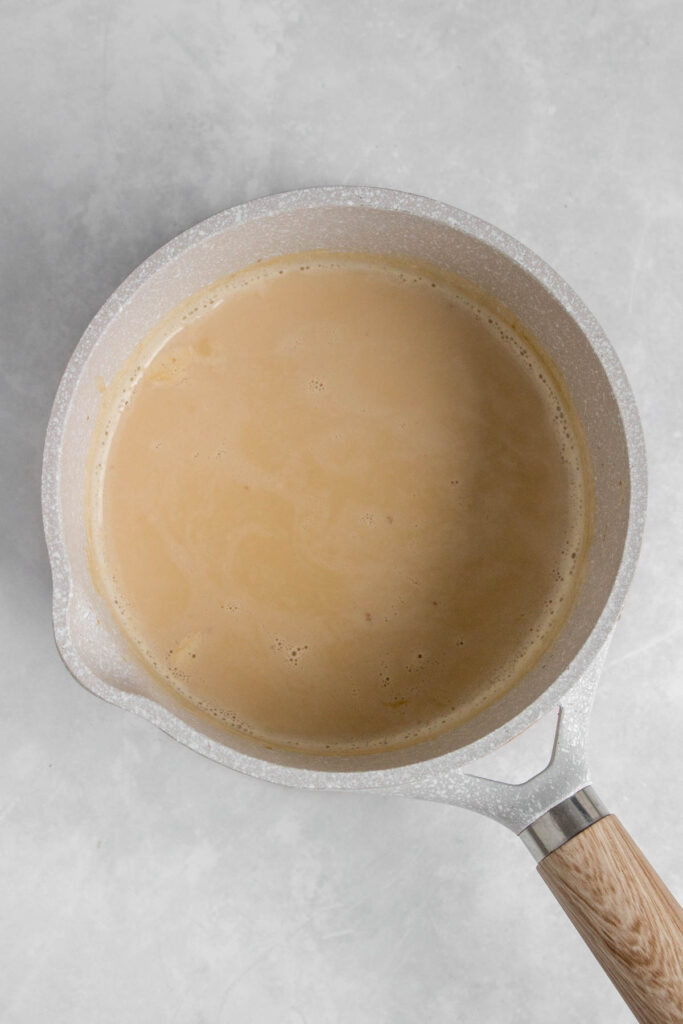 Simmered earl grey milk tea in a pot.