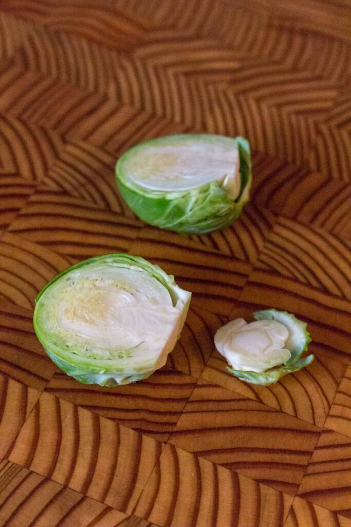 Brussel sprout cut in half.