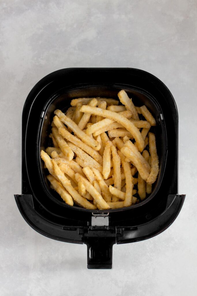 Frozen french fries in the air fryer.