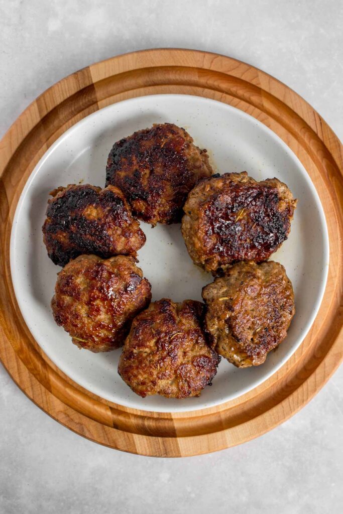Homemade breakfast sausage on a plate.