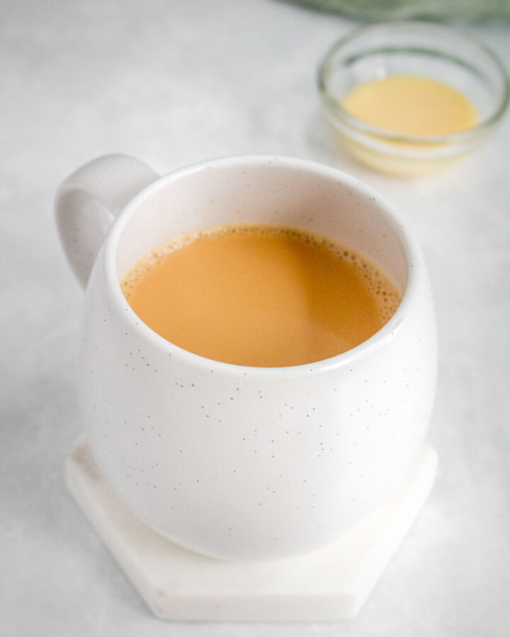 A mug of hong kong milk tea.