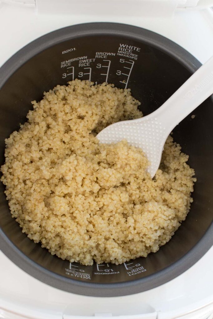 Quinoa fluffed in a rice cooker.