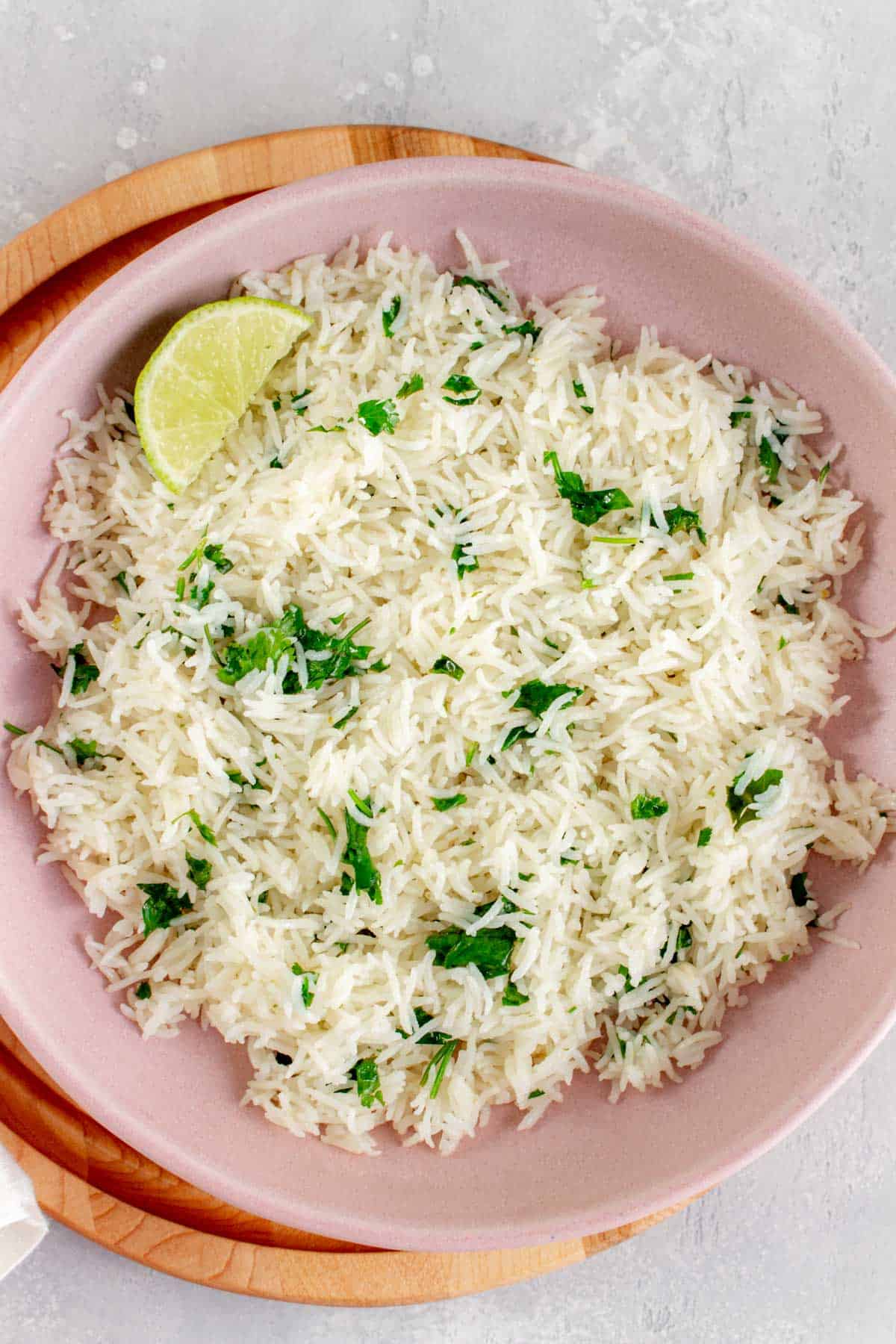 Close up of a bowl of instant pot coconut rice.