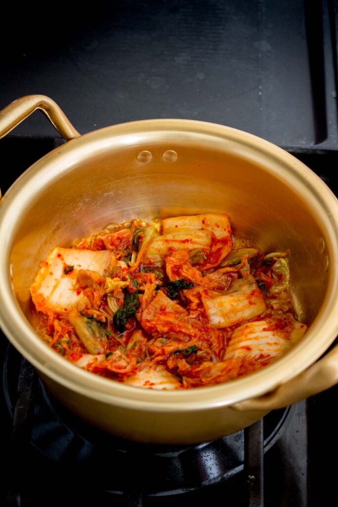 Kimchi in a pot.