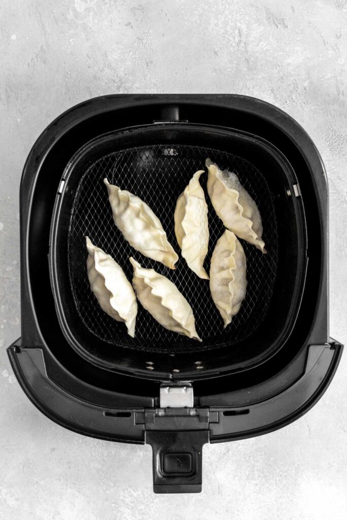 Dumplings in an air fryer.