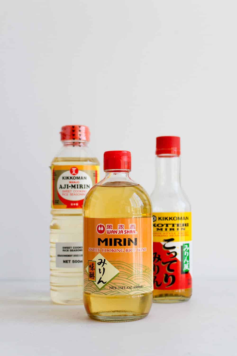 Three bottles of mirin.