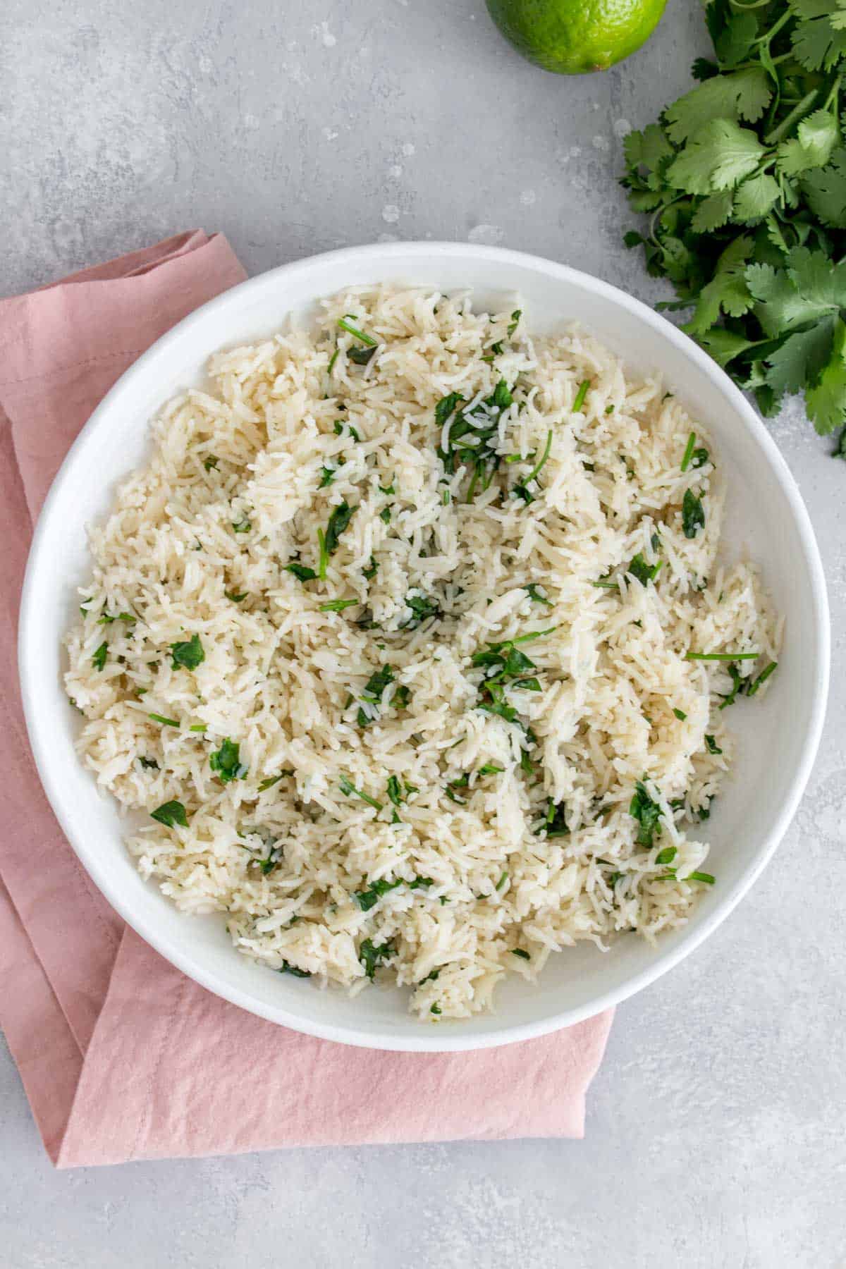 A large bowl of cilantro lime rice.