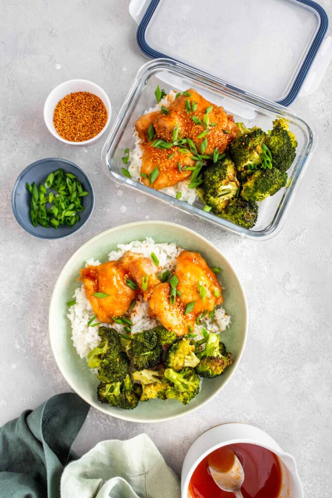 Sheet Pan Chicken Thighs and Broccoli with Sriracha Glaze Carmy
