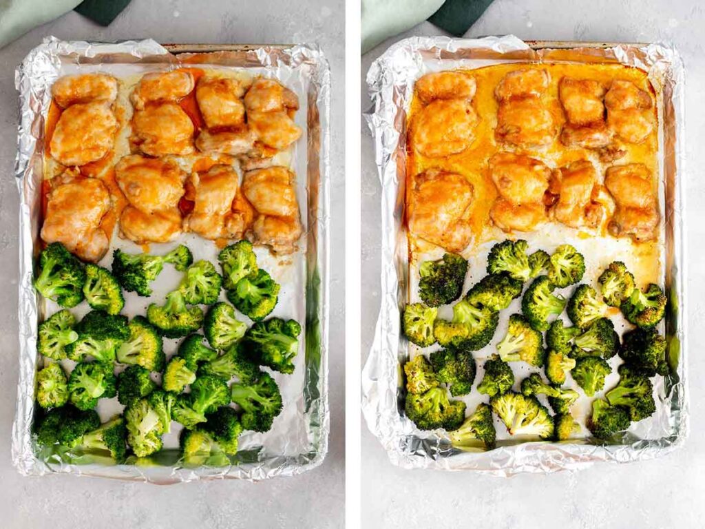 Sheet Pan Chicken Thighs and Broccoli with Sriracha Glaze Carmy