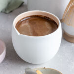 A cup of hojicha latte.