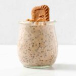 A jar of biscoff overnight oats.