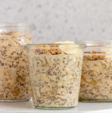 Three jars of brown sugar overnight oats.