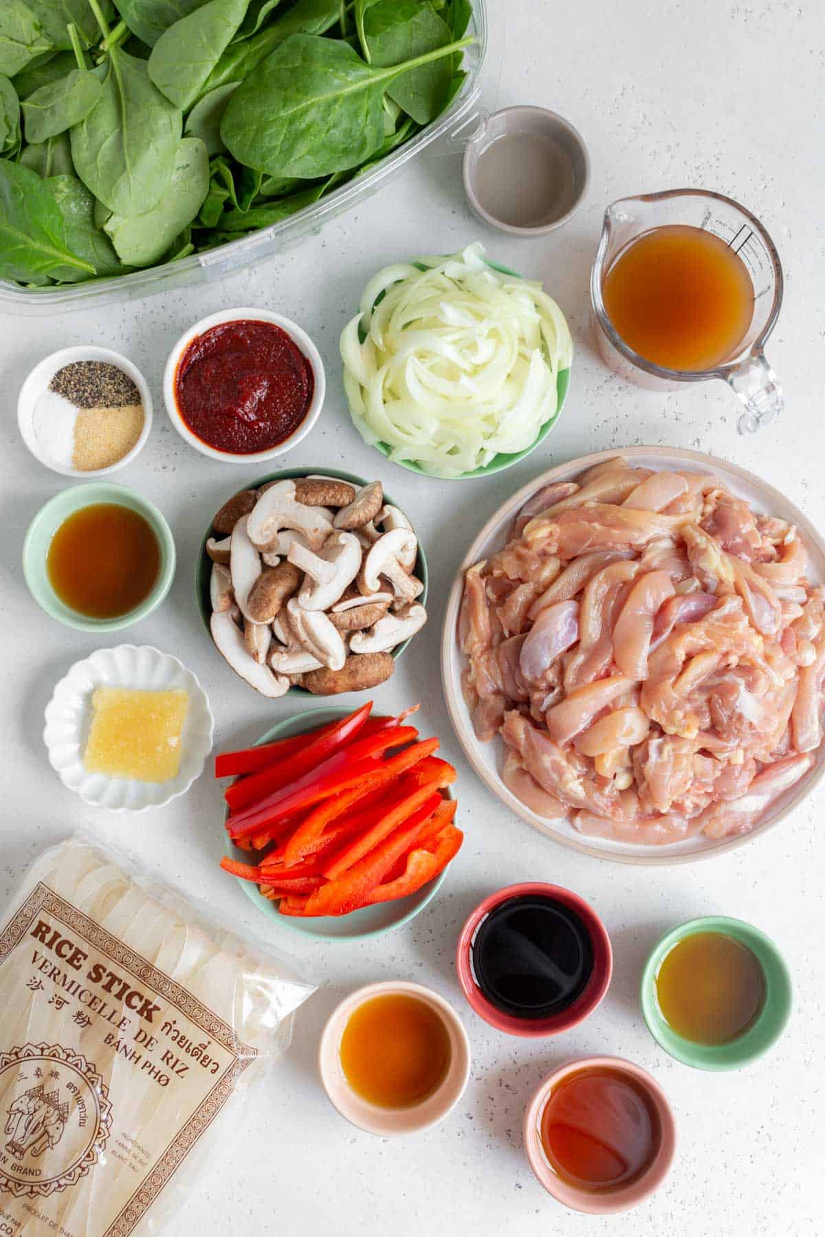 Ingredients needed to make gochujang sesame noodles.