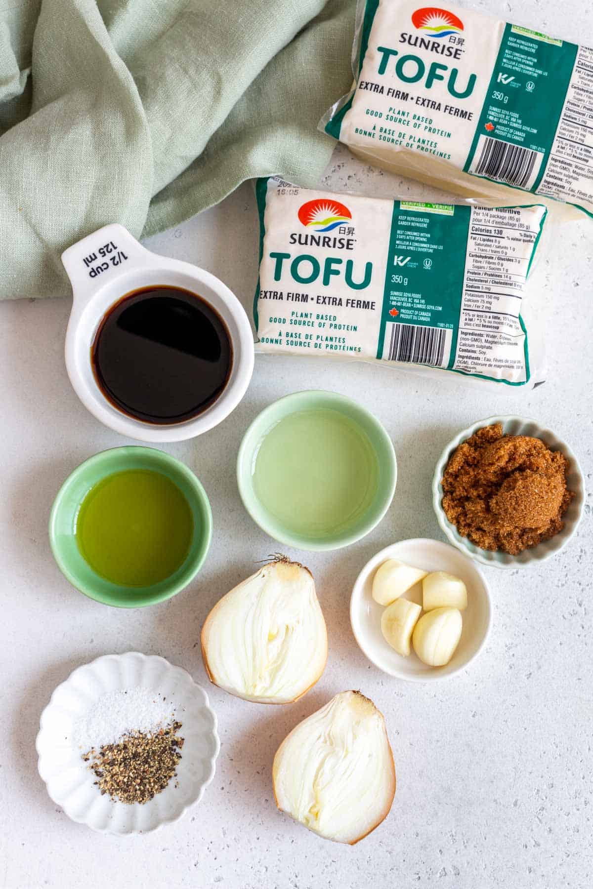 Ingredients needed to make tofu bulgogi.
