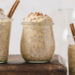 A jar of pumpkin overnight oats.