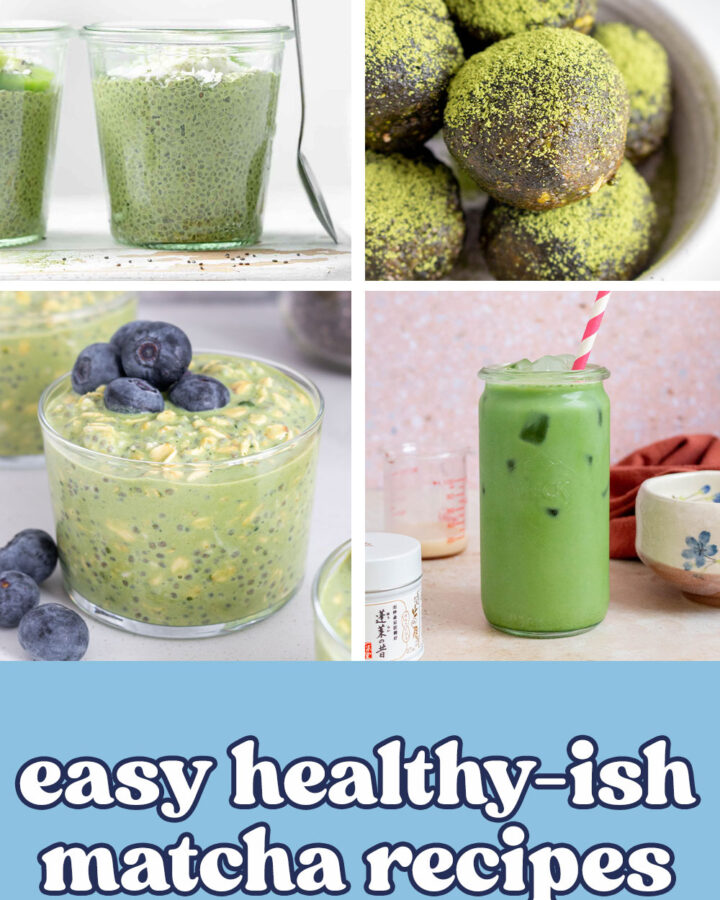 Pinterest image for healthy matcha recipes.