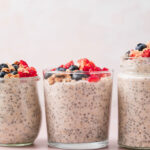 Three jars of overnight oats without yogurt.