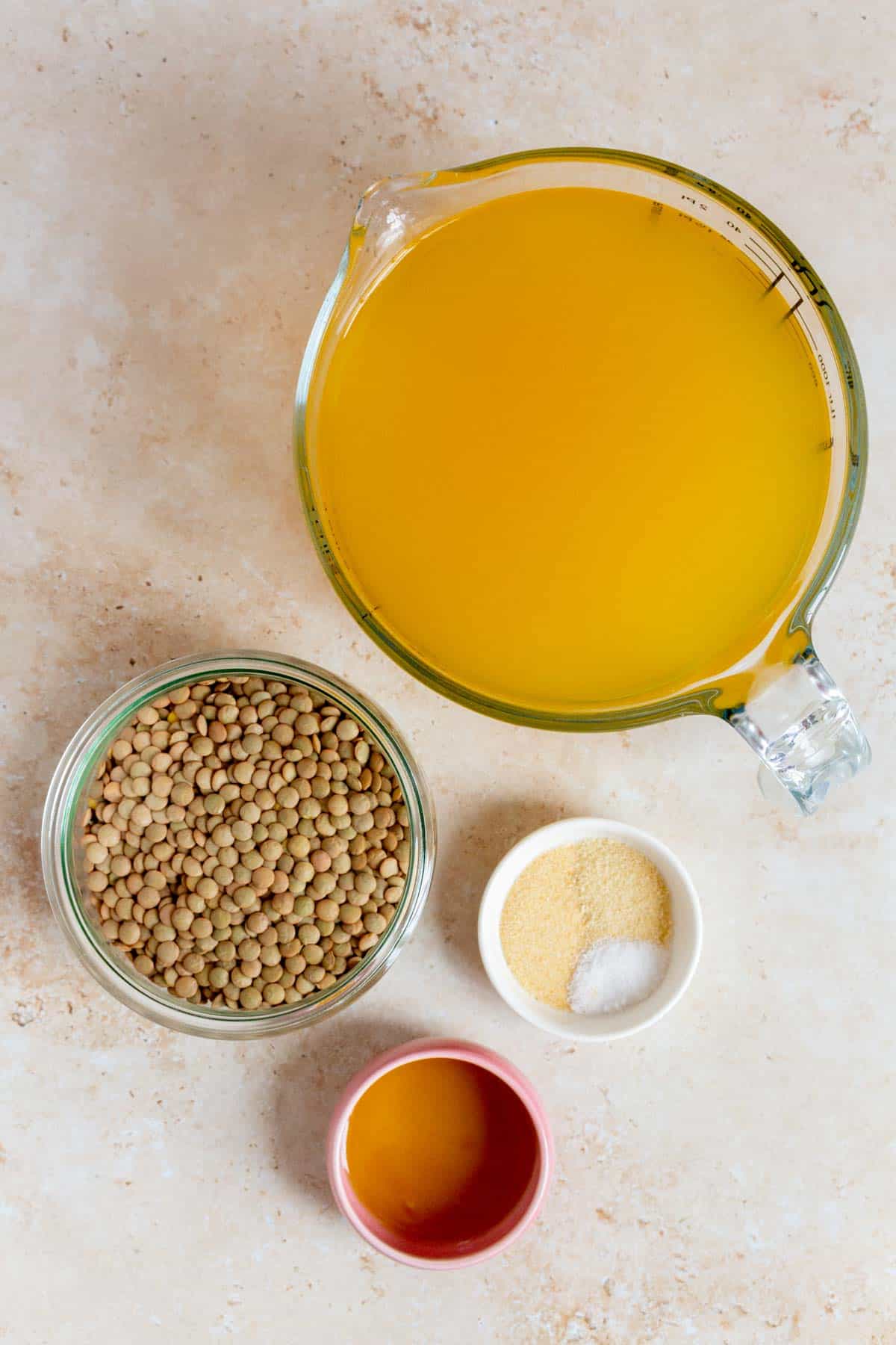 Ingredients needed to make crispy lentils.