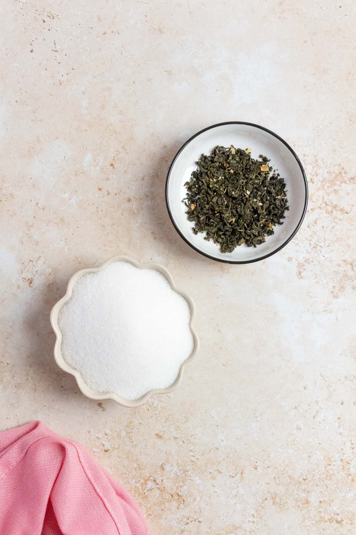 Ingredients needed to make jasmine syrup.