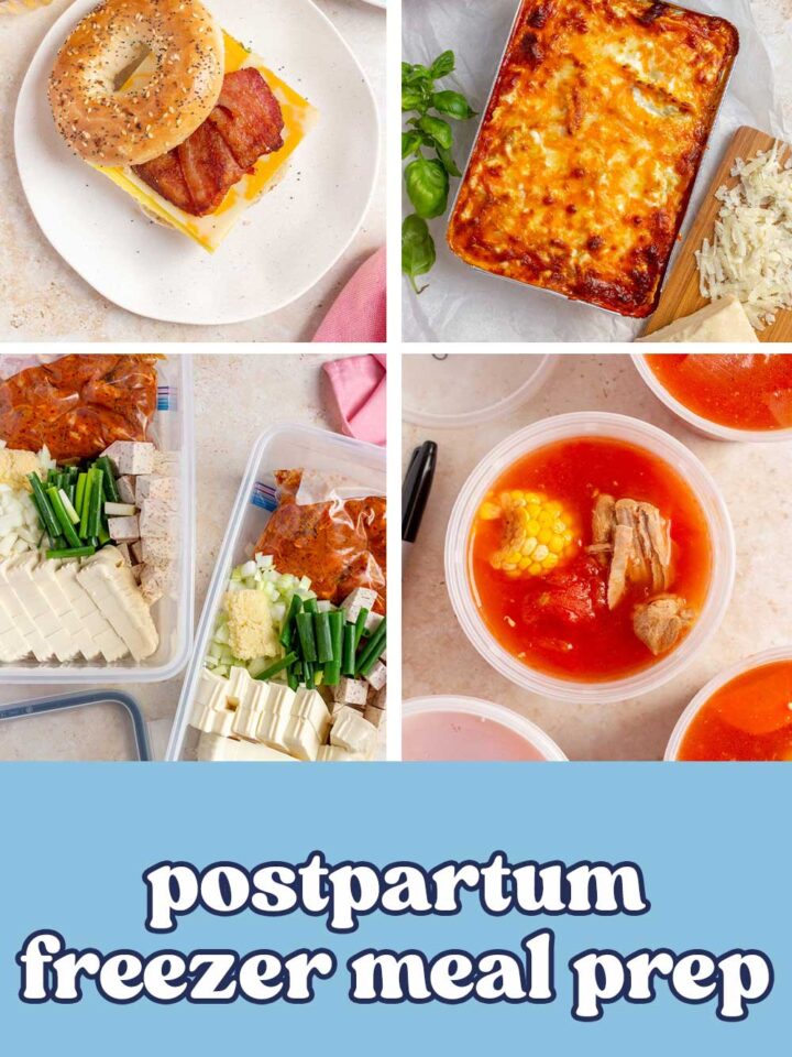 Postpartum freezer meal prep round up.