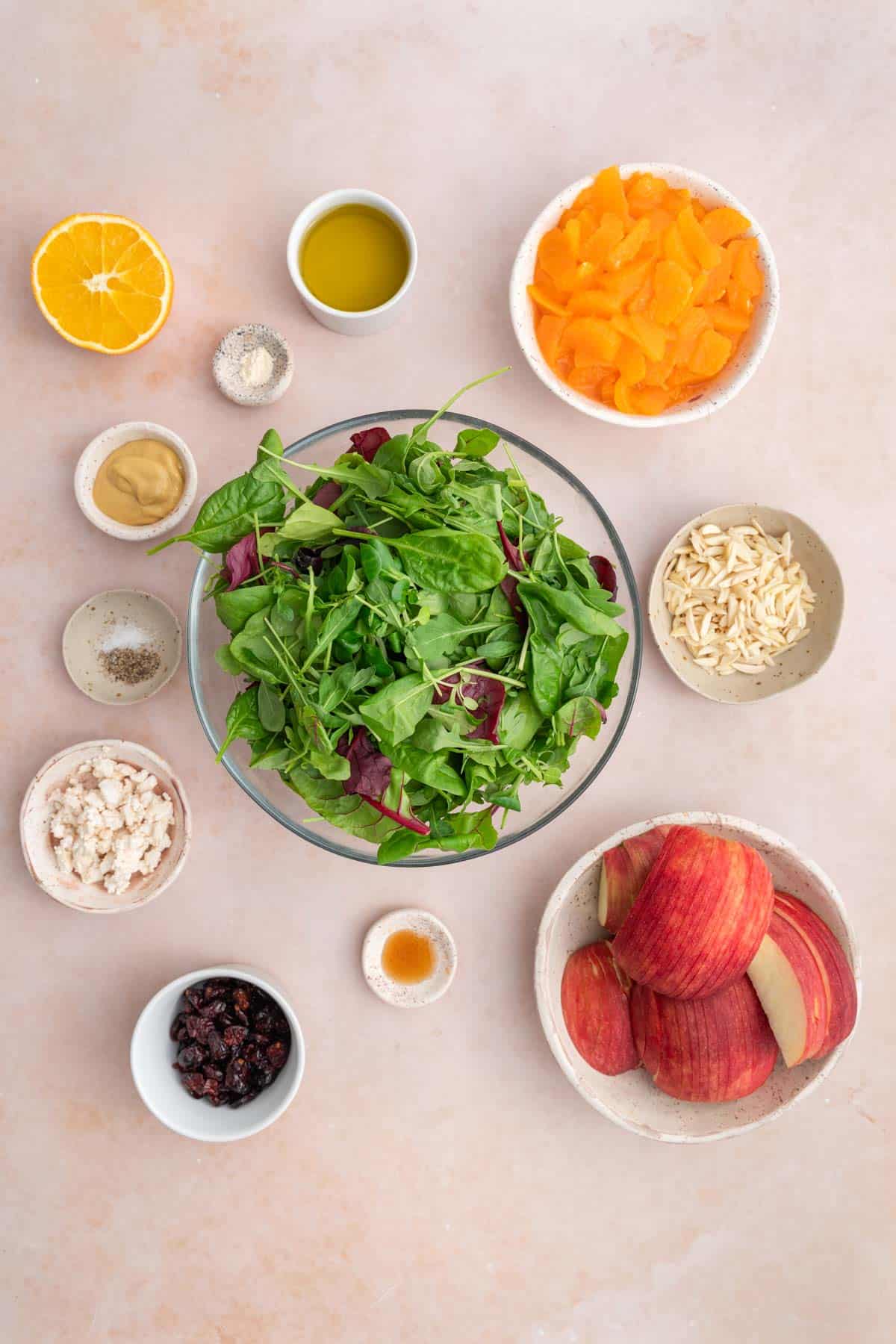Ingredients needed to make mandarin orange salad.