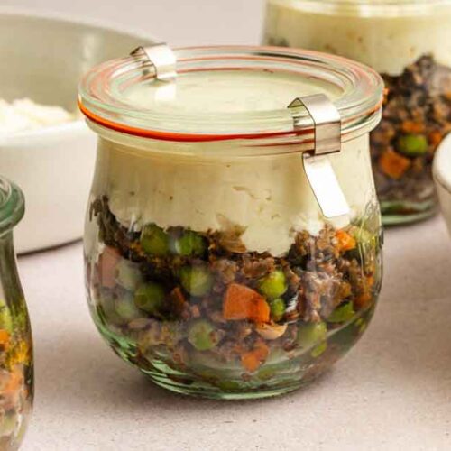 mason jar shepherd's pie meal preps.